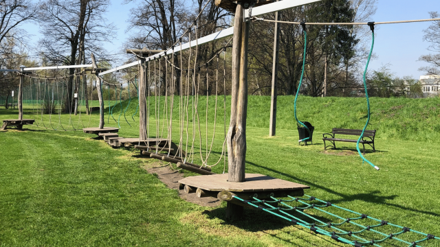 Rope playground in the City Park in Strzelin